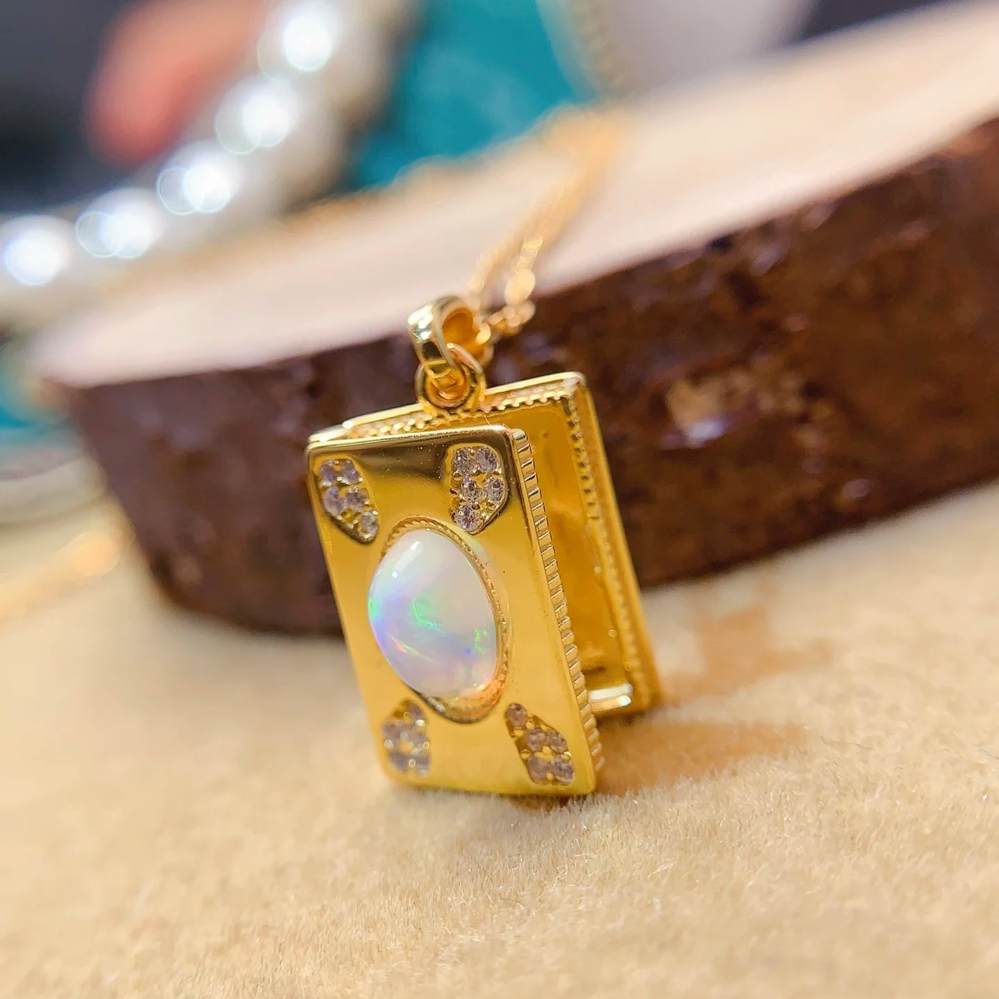 Hot Sale 925 Sterling Silver 18k Gold Plated Natural Opal Fashion Cartoon Jewelry Pendant Charm Women Necklace for Gift Giving