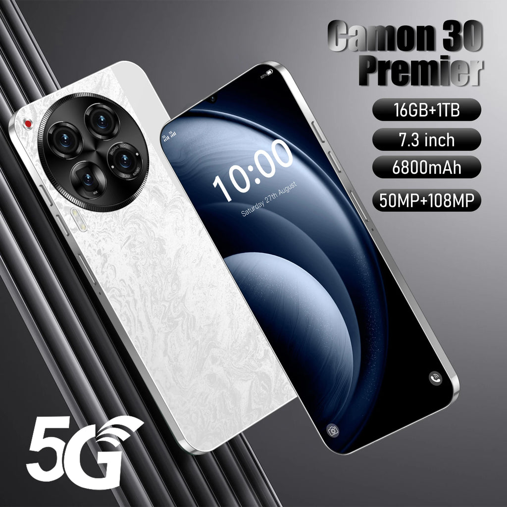 Tecno Camon 30 Pro 5G smartphone with Android 14 and LED display featuring face unlock for business users