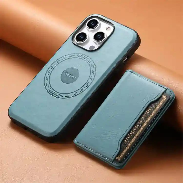 Magnetic Leather Wallet Case for iPhone - Slim Shock-Absorbing Cover Blue OPP Bag Tidesmit