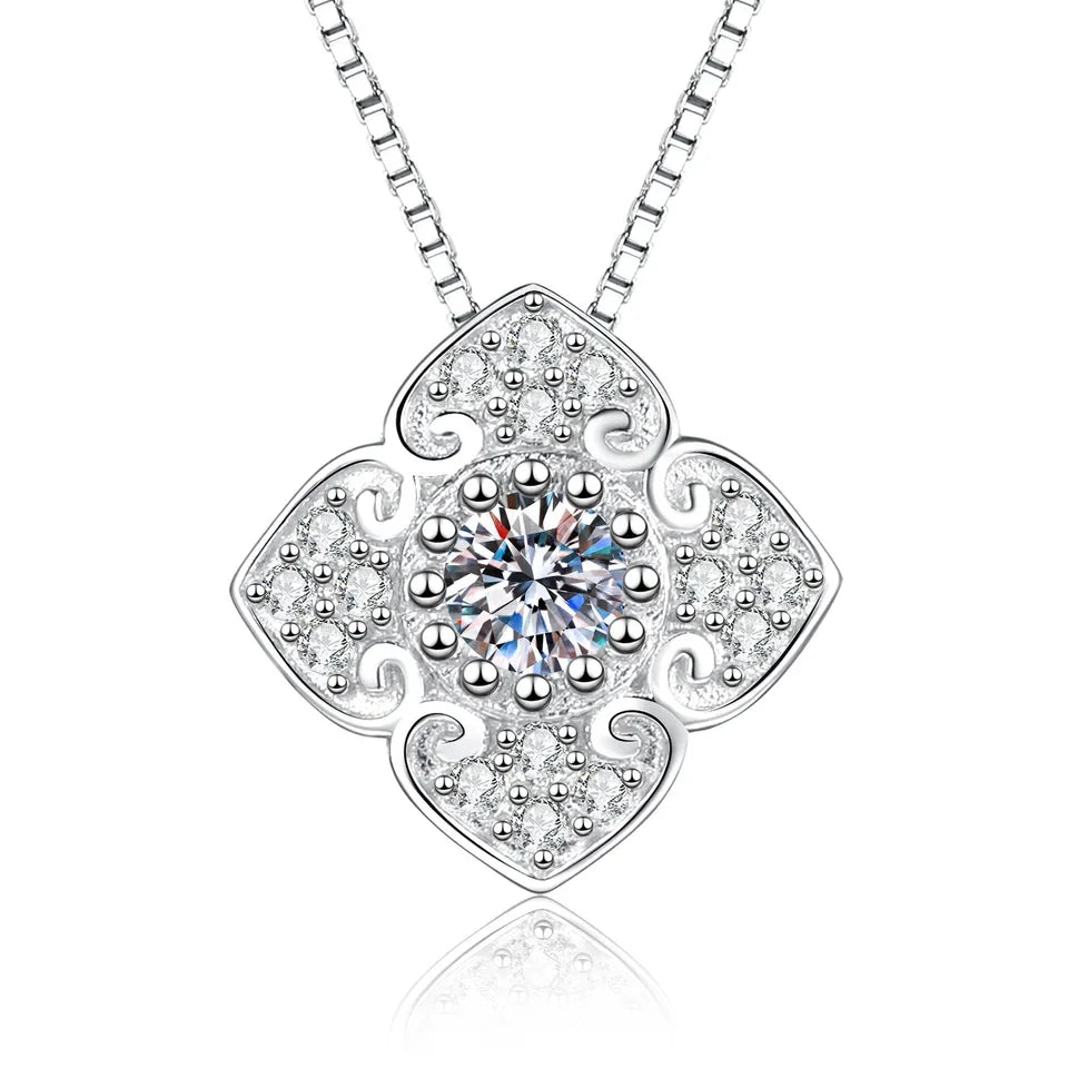 Platinum PT950 Moissanite CuteRomantic Necklace China-Chic Pendant GRS Certified Auspicious Cloud Collar Chain