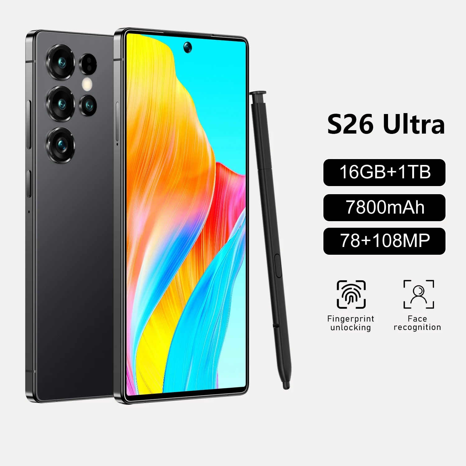 Tidesmit 5G Smartphone, 1TB Storage, 16GB RAM, 7-Inch OLED Display Black 16g 1TB Tidesmit