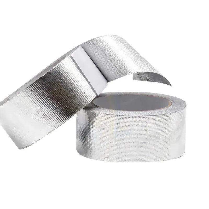 Silver foil tape roll with ribbon strip edge, for duct sealing and insulation
