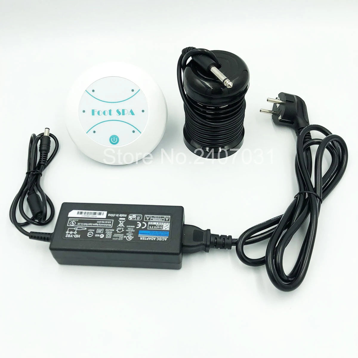 Ionic detox foot spa machine with white controller, black ion array, and power adapter for home wellness therapy.