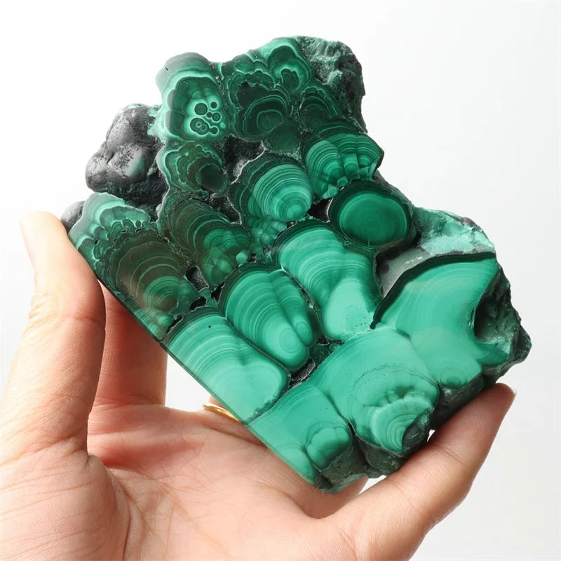 Wholesale crystal bulk raw malachite slice polished slab for home decoration
