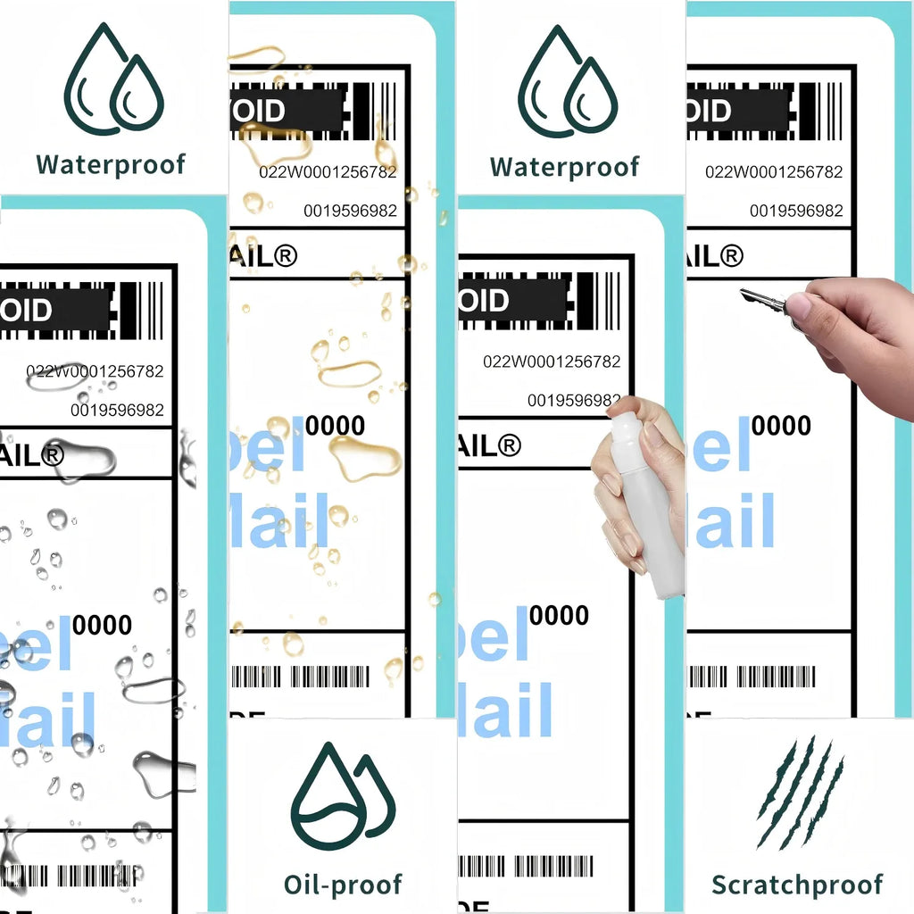 Waterproof oil-proof thermal label stickers with barcode and oil-drop icon