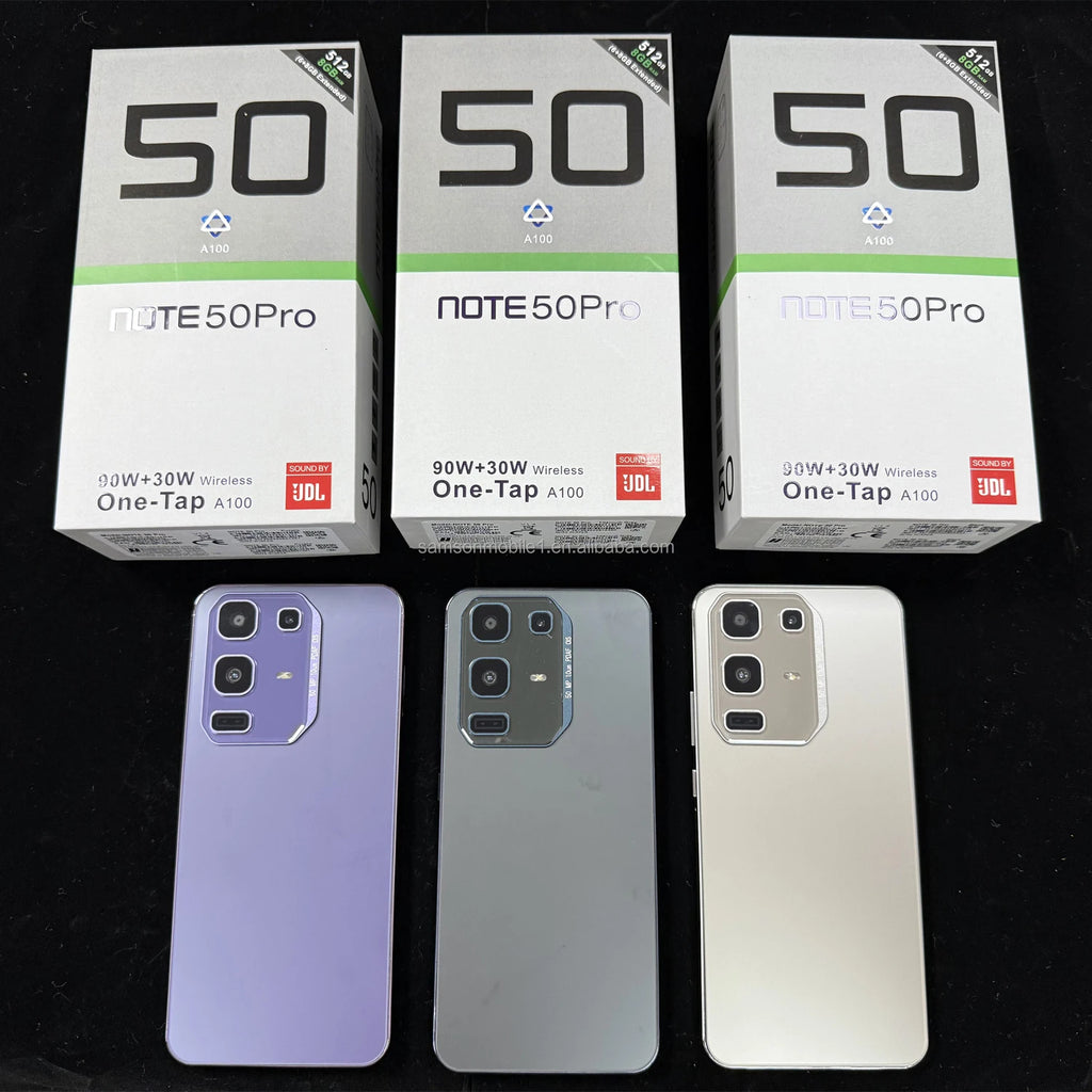 Global Version Note 50 Pro 5G Smartphone with LED Display 50MP AI Camera 90W Charge HD Android Phone New Design MTK Processor