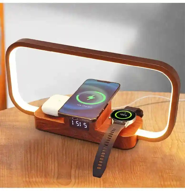 3-in-1 Magnetic Wireless Charger with LED Alarm Clock - Black Tidesmit