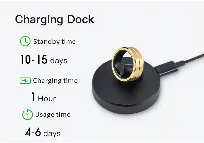 Smart Health Ring Fitness Tracker with Sleep Monitor - Tidesmit Black Tidesmit