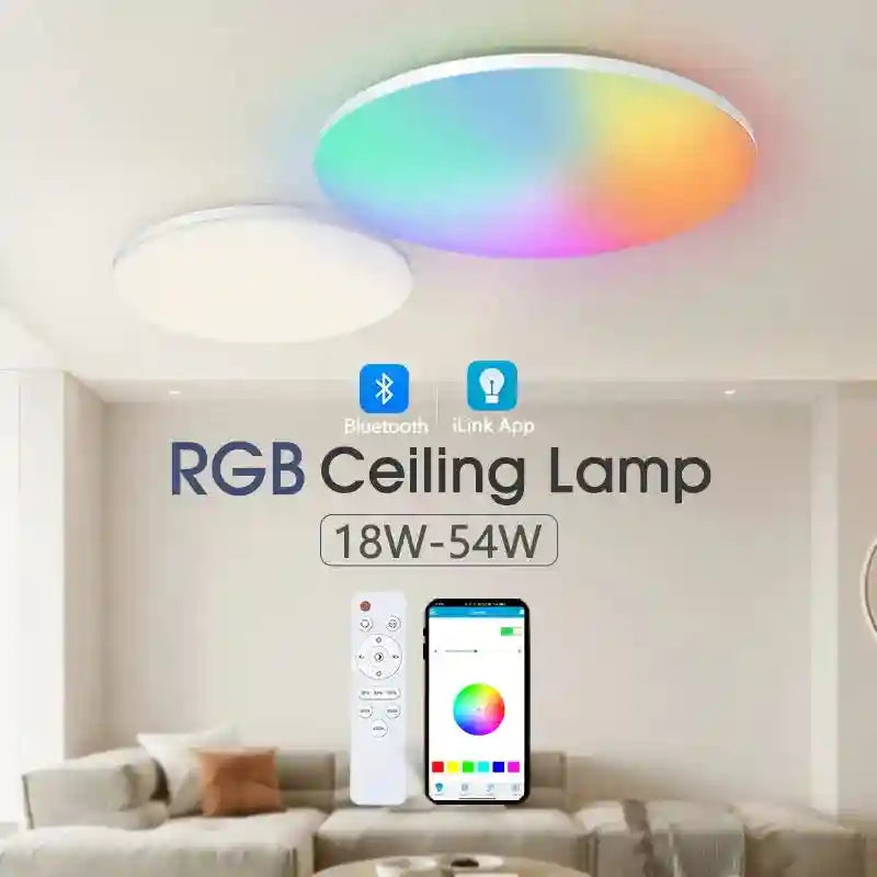 RGB Smart Ceiling Light Bluetooth App Controlled Dimmable 220V Tidesmit