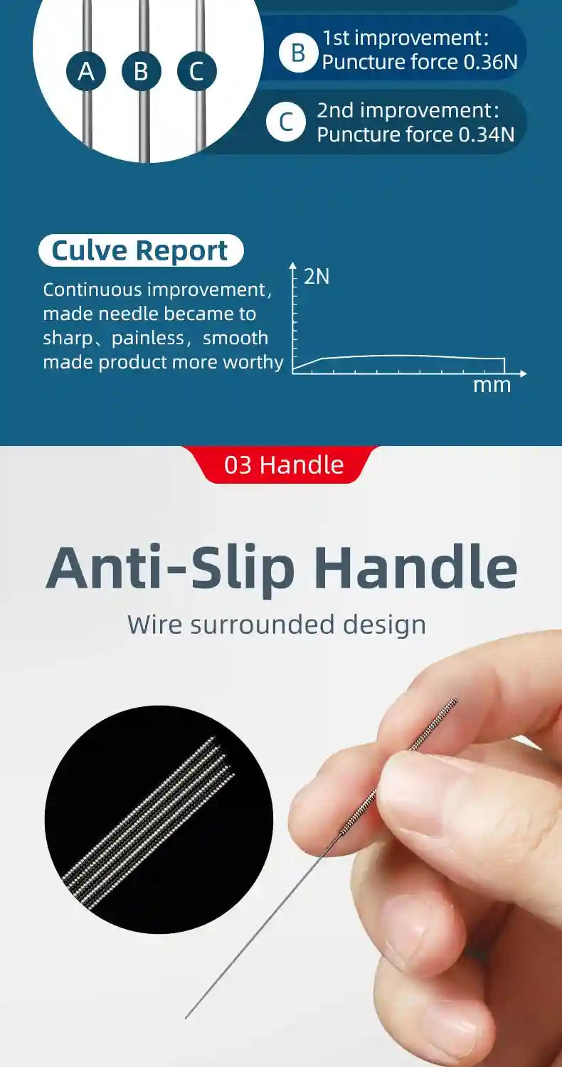 Acupuncture Needles with Guide Tubes 100 Pack - Sterile Professional Massage Roller Tidesmit