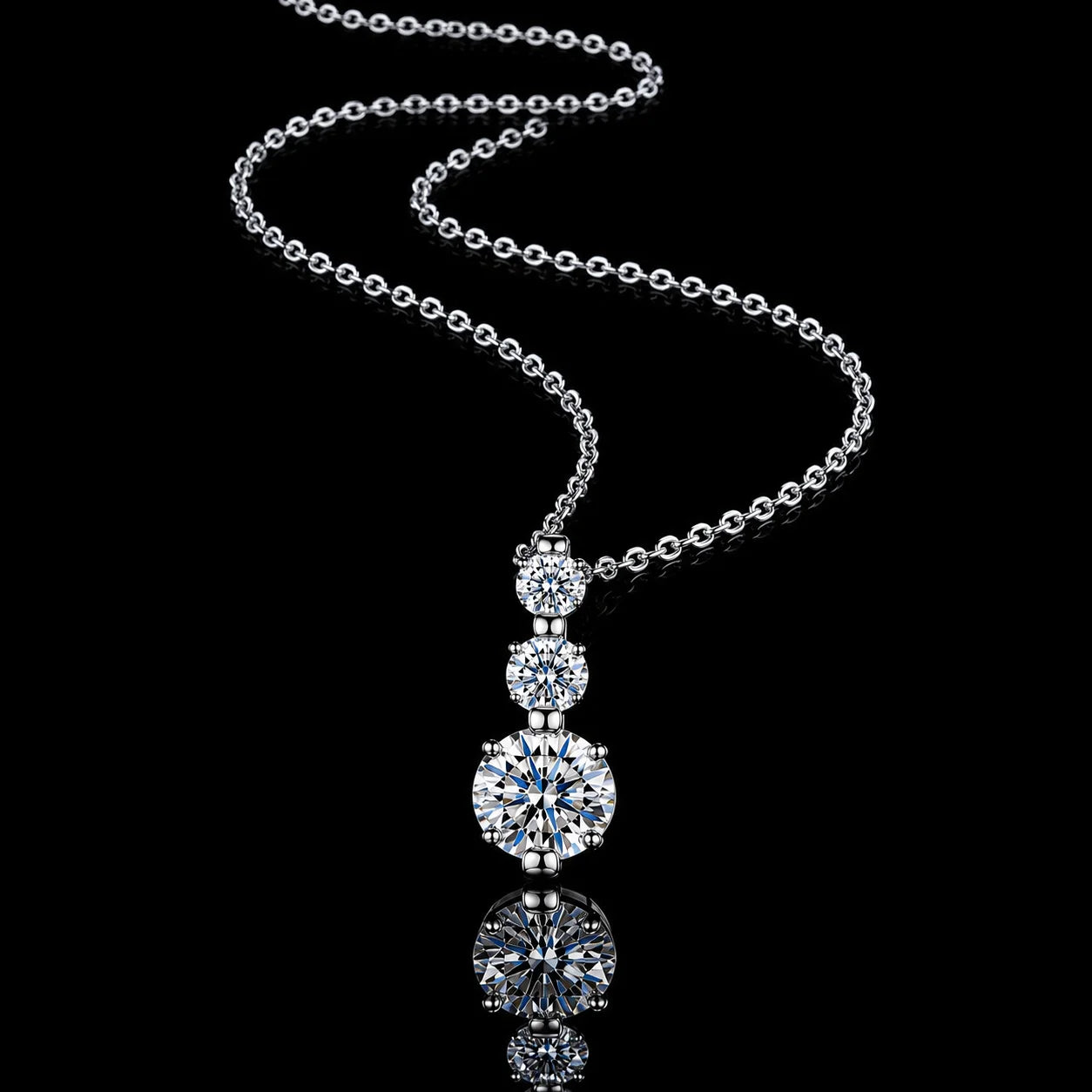 High Quality Round Cut Vvs1 Gra Moissanite Three Stone Pendant Necklace 925 Sterling Silver Factory Jewelry Manufacturer Pendnat