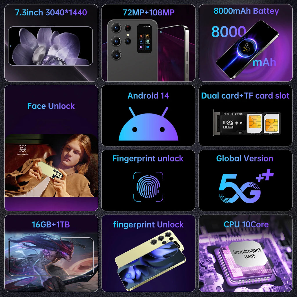 S26 Ultra 5G Smartphone: 7.3-inch OLED, 16GB RAM & 1TB Storage Tidesmit