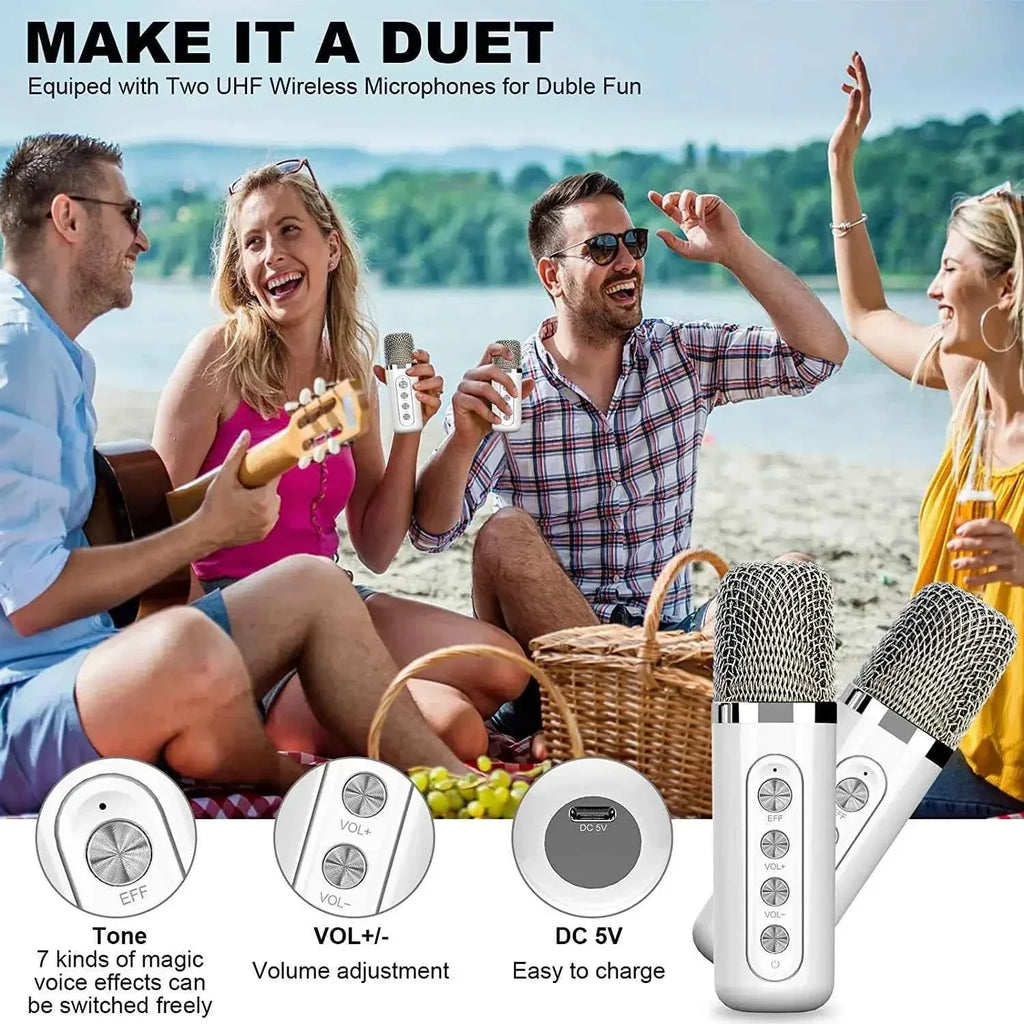 Portable Karaoke Machine Bluetooth Speaker with 2 Wireless Microphones My Store