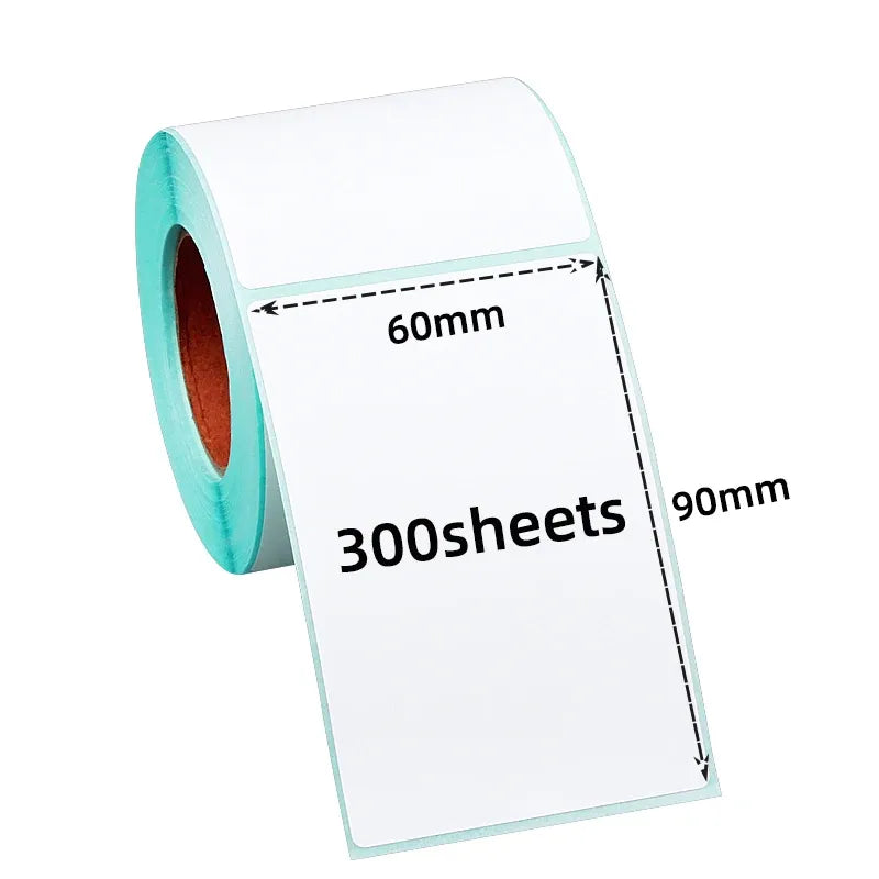 Sky blue direct thermal shipping label roll, 60x90mm, 300 sheets