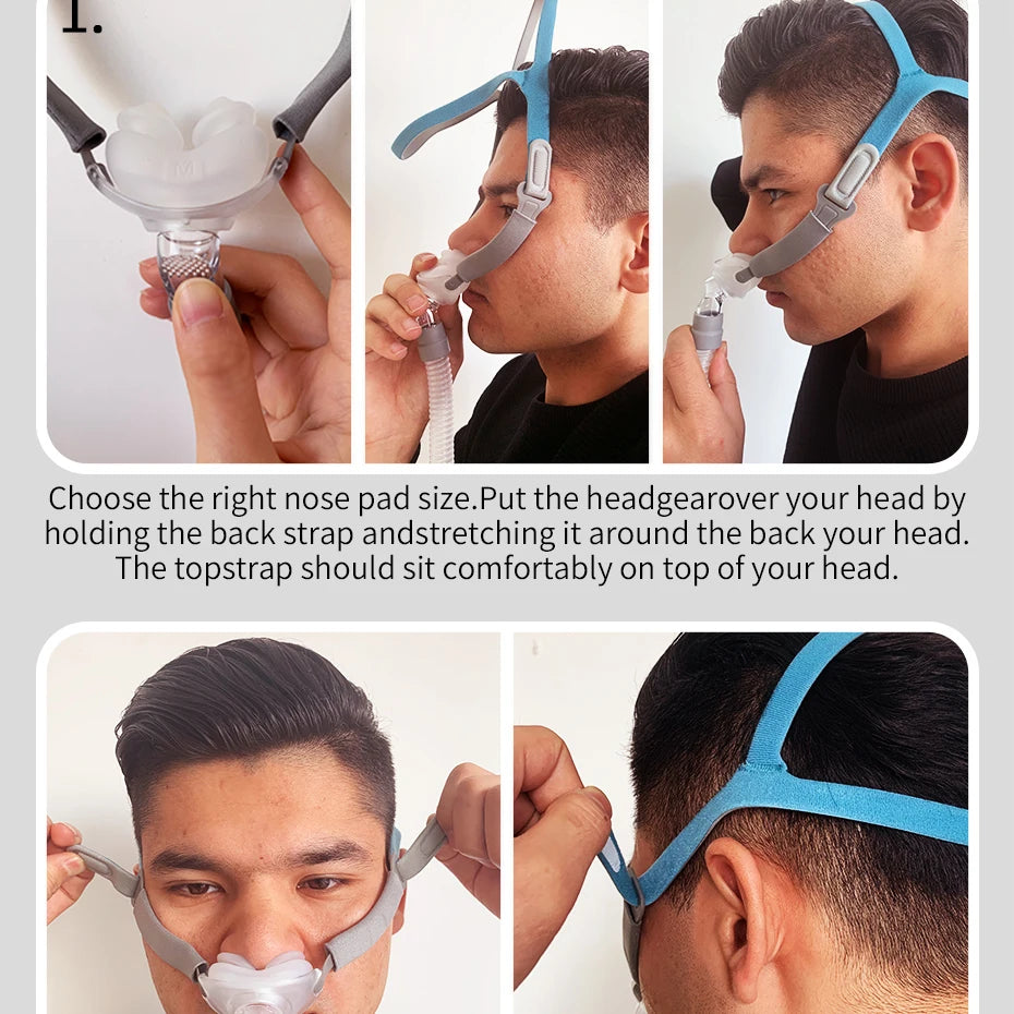 BMC PM2 Nasal Pillow Mask Nose Mask with Headband for CPAP Machine APAP BiPAP S/M/L 3 Sizes Silicone Cushions Apnea CPAP Mask