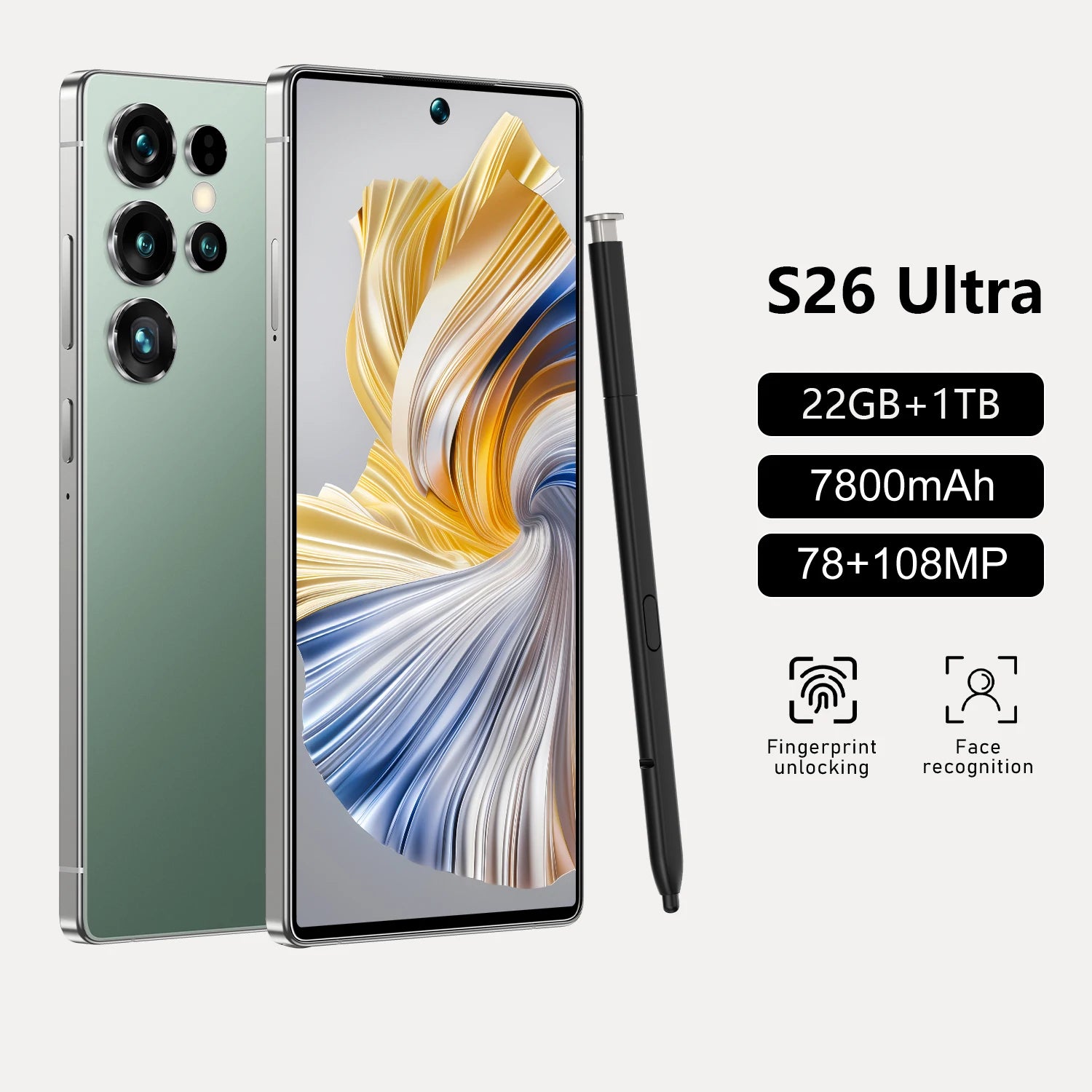 Android 14 5G Smartphone 7.3 Inch 22GB RAM 1TB Storage dark green 22GB 1TB Tidesmit