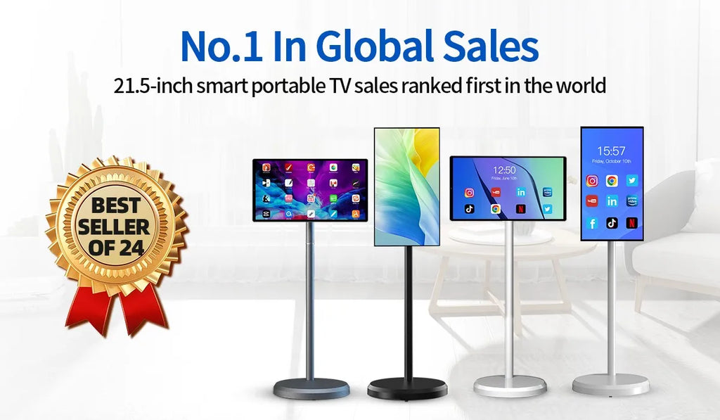 21.5 Inch Portable Smart TV 8-Core CPU Android OS LED Touch Screen Built-In Speaker Mobile Monitor Rotatable Touch Screen TV