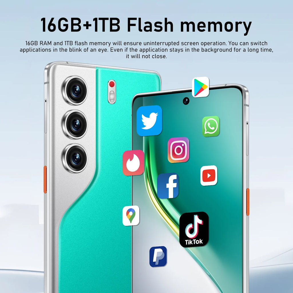 Tidesmit 5G Smartphone, 1TB Storage, 16GB RAM, 108MP Camera Tidesmit