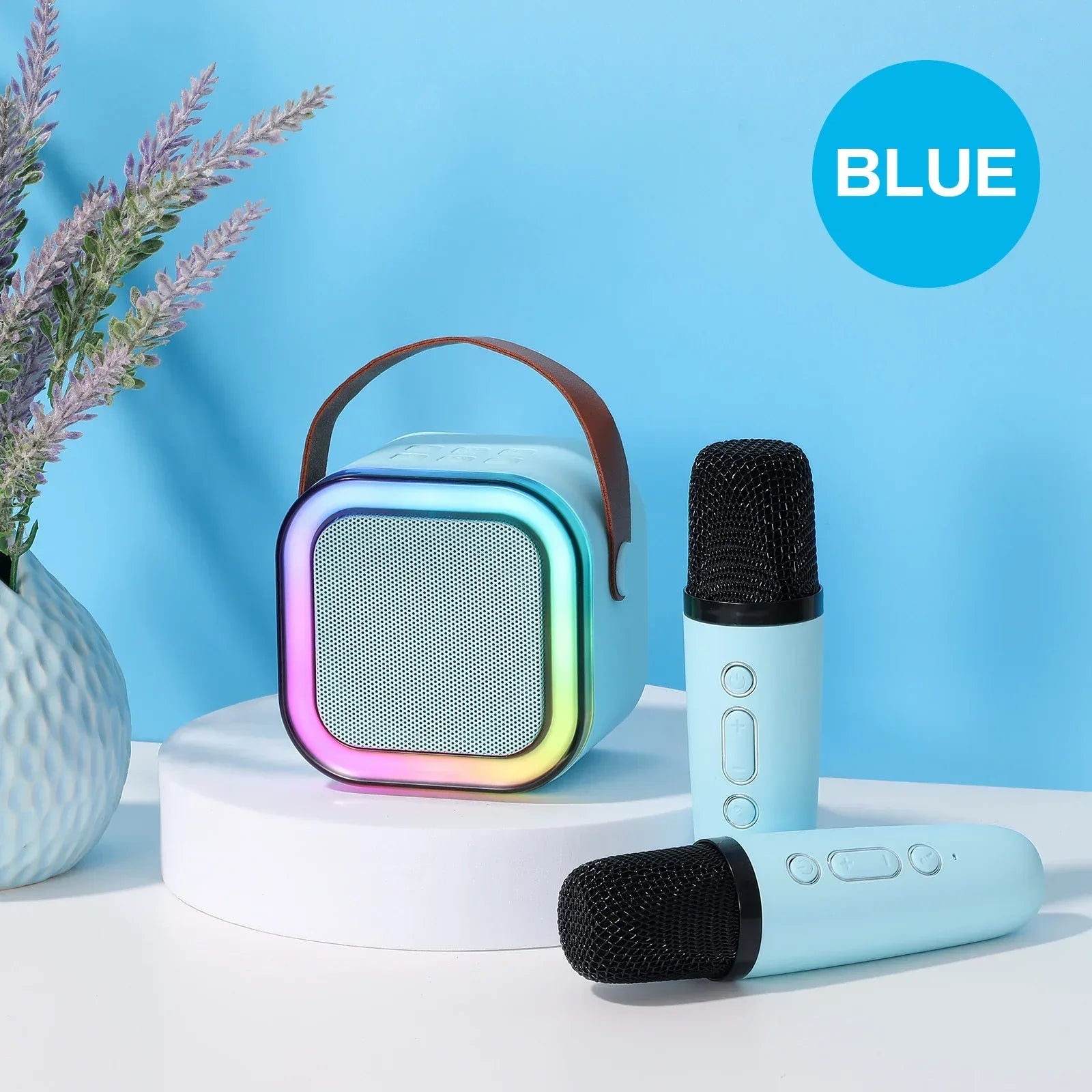 Portable Bluetooth Speaker with Dual Microphones - White Wireless Audio Light Blue My Store