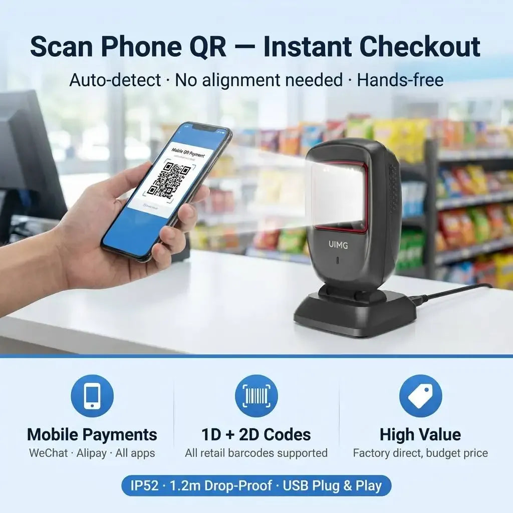 FS30 Budget-Friendly 2D QR Code Presentation Scanner USB Plug & Play for Convenience Store Mobile Cashier
