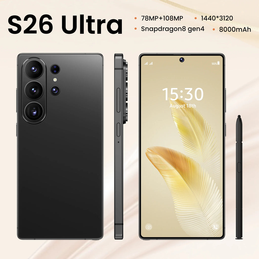 22GB+2TB 2026 S26 Ultra Smartphone for Dual-SIM 5G With High Definition Camera Unlocked Phones 144Hz 108MP LED