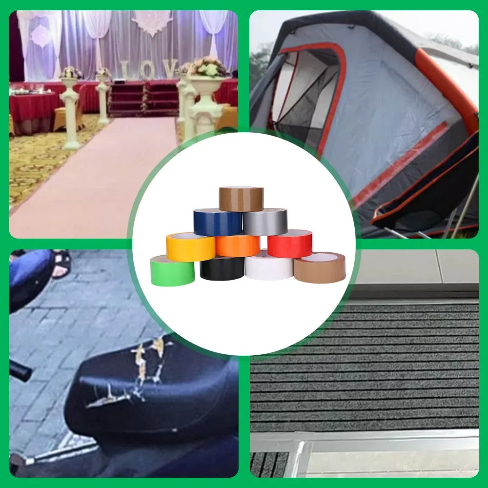 Multi-color cloth duct tape rolls on display, strong hot-melt adhesive packing tape