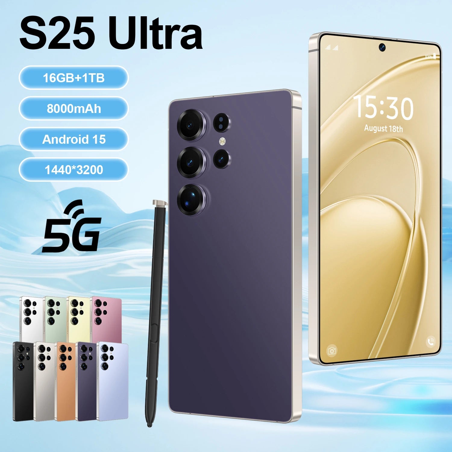 Tidesmit 5G Android 15 Smartphone, 1TB Storage, 16GB RAM - Dual SIM Tidesmit