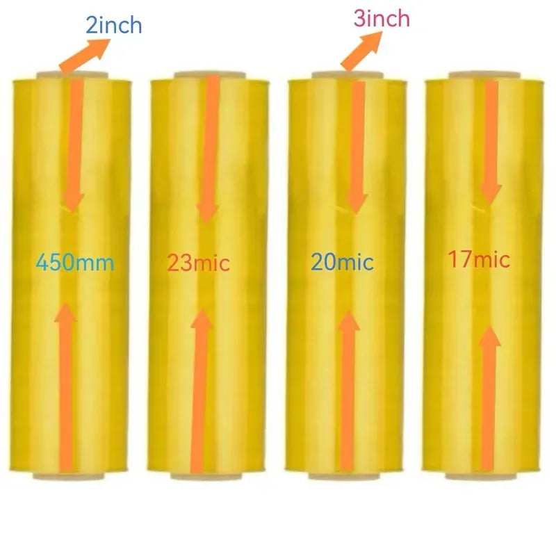 Pack of yellow masking tape rolls with transparent protective pre-tape film