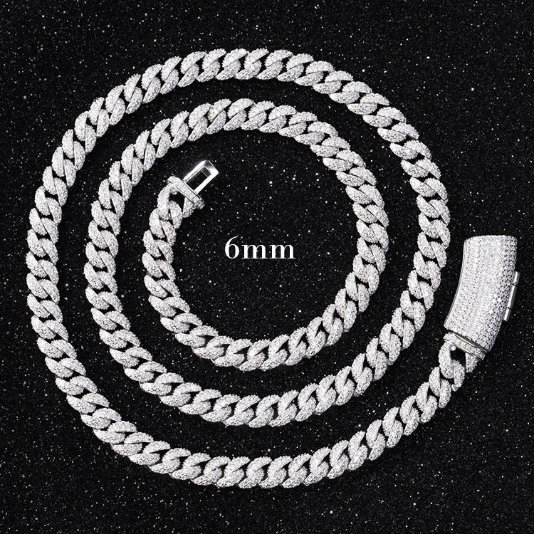 Wholesale Hip Hop Jewelry 8mm 10mm 12mm VVS Diamond Necklace Dropshipping Silver Iced Out Cuban Link Moissanite Chain