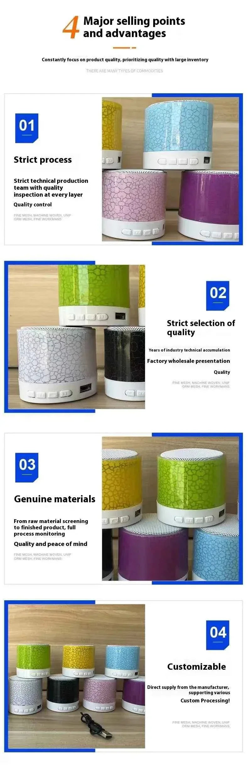 Portable Bluetooth Speaker with RGB Lights and 360 Stereo Sound My Store