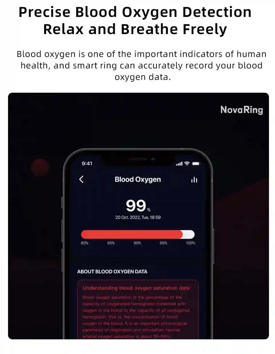 Smart Health Ring Fitness Tracker: Heart Rate & Blood Oxygen Monitor Tidesmit