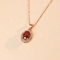 Factory Price 925 Silver 4mm*6mm Natural Garnet Pendant Necklace Jewelry for Wholesale and OEM ODM Service