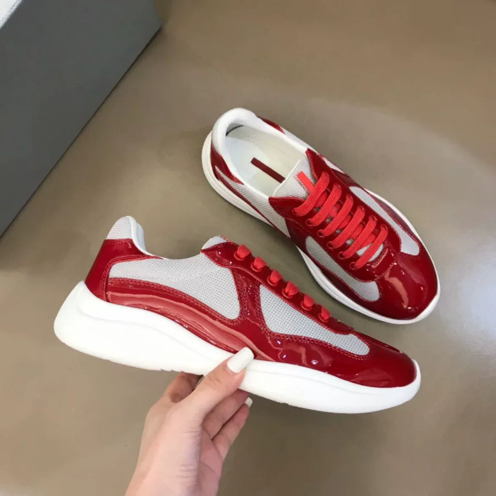 Luxury Patent Leather Light Weight Walking Shoes Patchwork Casual Sports Breathable Designer Sneakers for Men Retro Casual Shoes