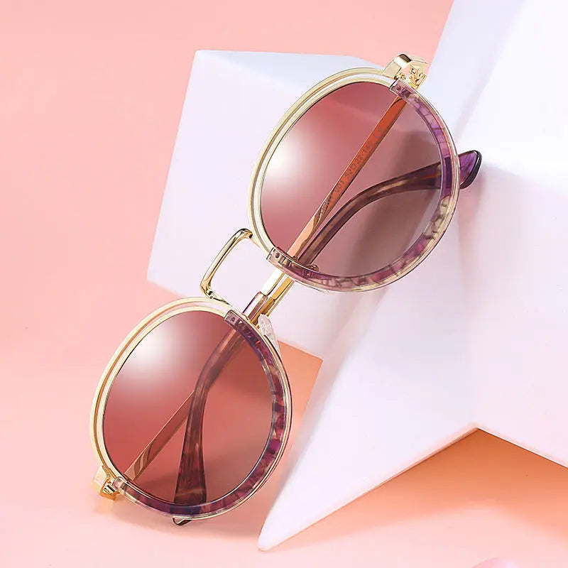 Fashion Design Uv Protect Full Frame Circle Sun Spectacle Shades Luxury Round Polarized Sunglasses for Women
