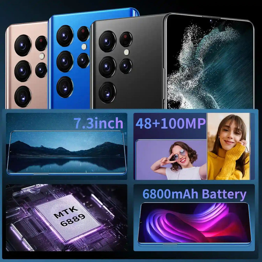 5G Smartphone 16GB RAM 1TB Storage 7.3 Inch AMOLED Display Blue Tidesmit