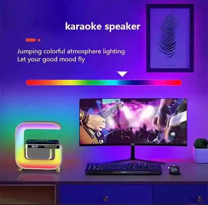 Wireless Charging Alarm Clock with RGB Light & Bluetooth Speaker - White Tidesmit