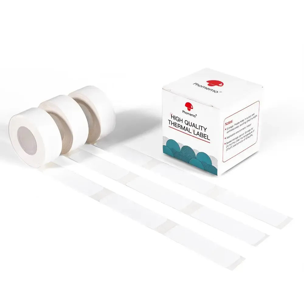 White thermal label tape rolls with box for Phomemo D30