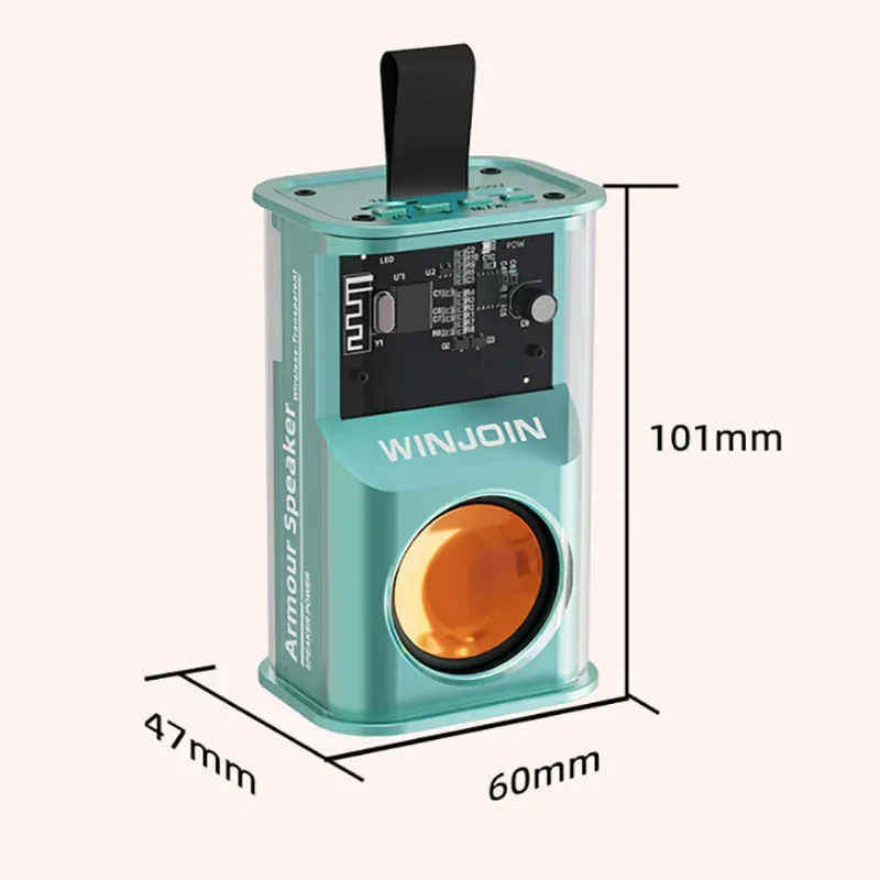 Portable Bluetooth Speaker Waterproof 360 Sound Wireless Audio Green plastic My Store