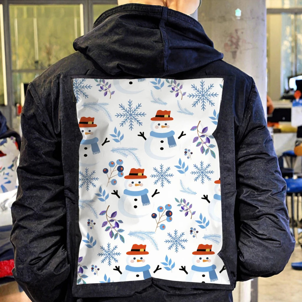 Christmas Snowman Printed Poly 1.5 Mil Thick Waterproof Tear-Resistant Self-Sealing Shipping Bags