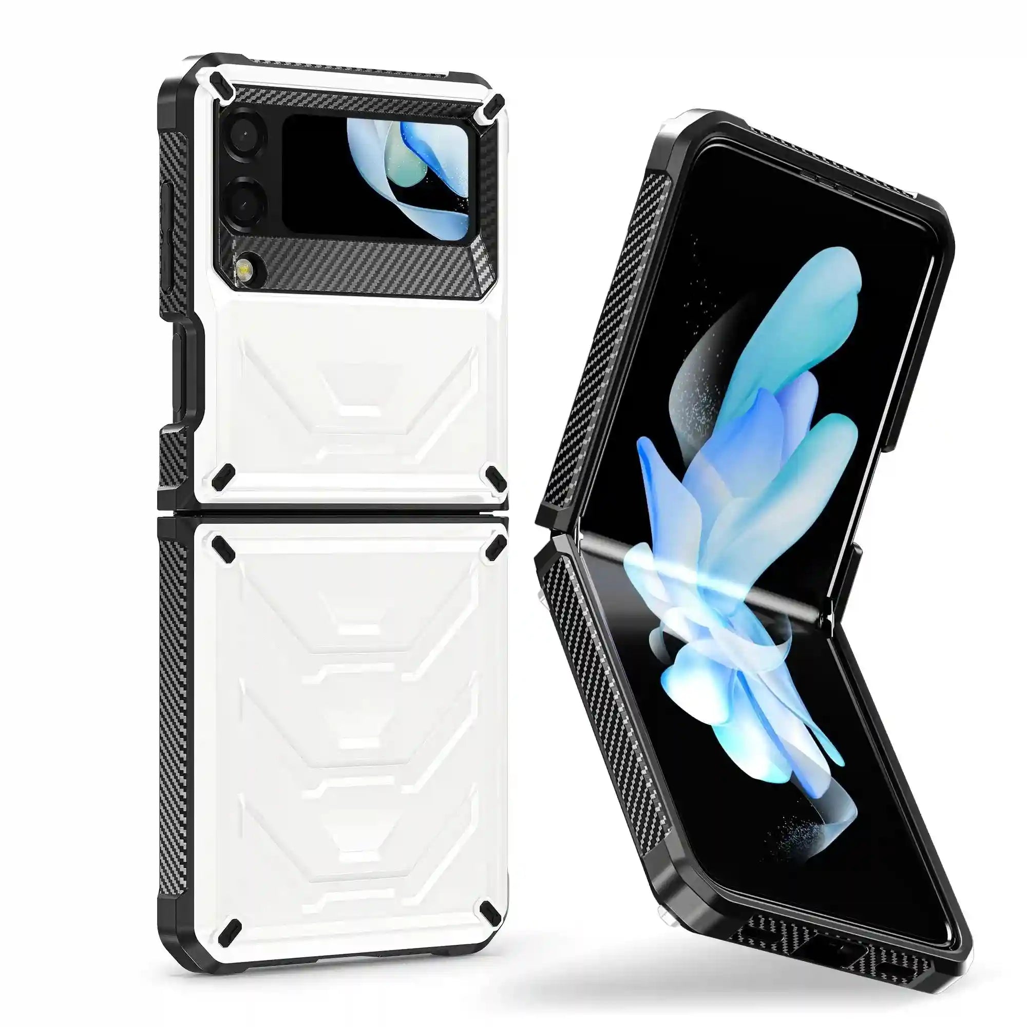 Galaxy Z Flip 4 Shockproof Case with Tempered Glass Screen Protector White Corrugated Box For samsung Galaxy Z Flip 4