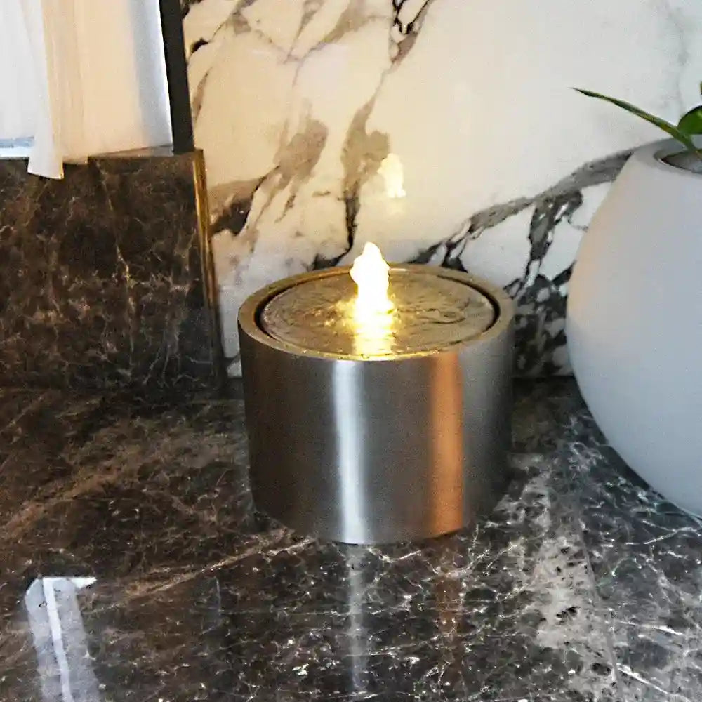 Waterfall Fountain with LED Lights - Smart Silver 30cm - Tidesmit Tidesmit