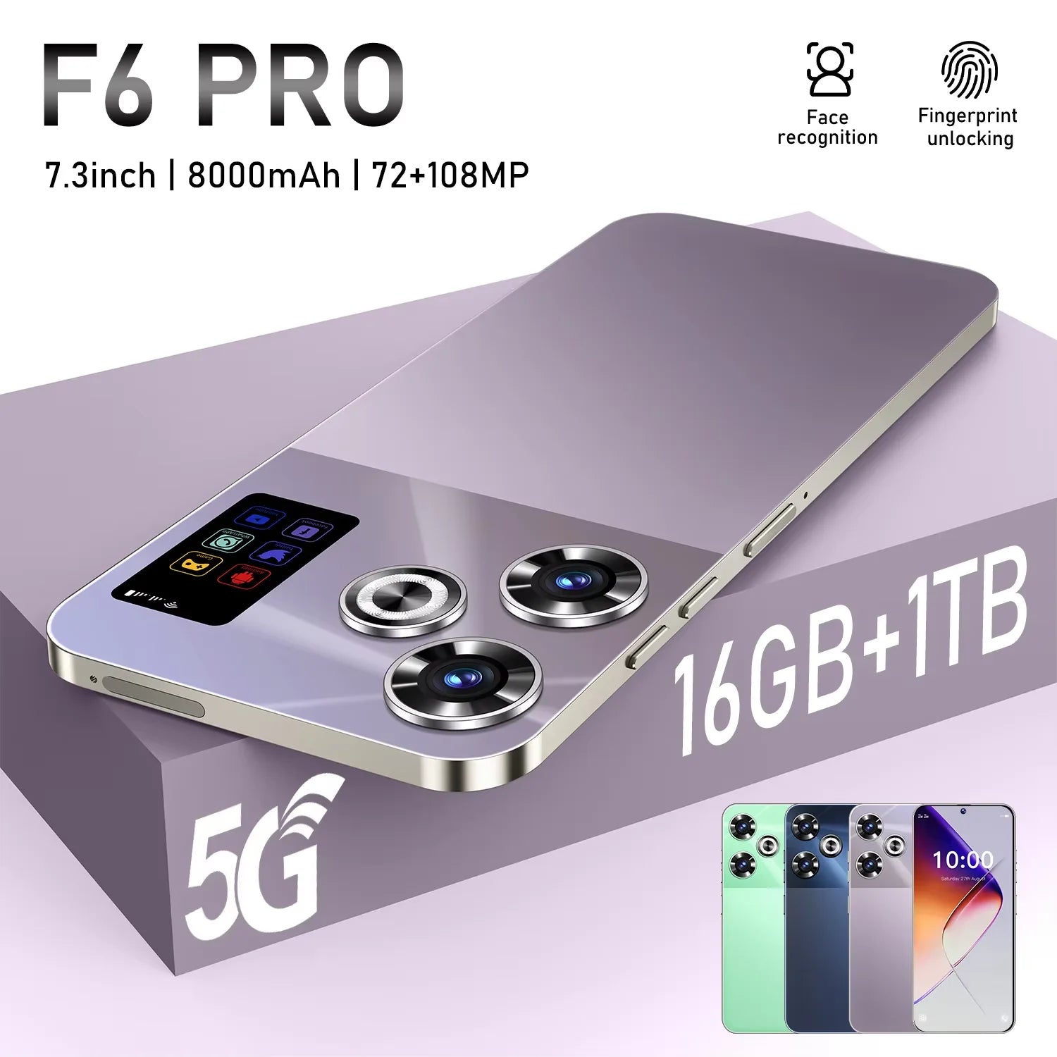 5G Smartphone 7.3 Inch 16GB RAM 1TB Storage Unlocked Mobile Phone Tidesmit