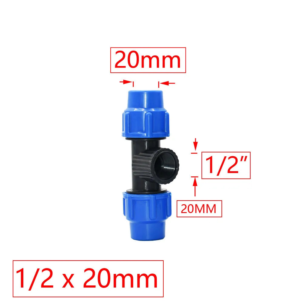 20/25/32/40/50mm PE Tube Quick Connector Elbow Tee Water Splitter Plastic Ball Valve Coupler Farm Irrigation Water Pipe Fittings