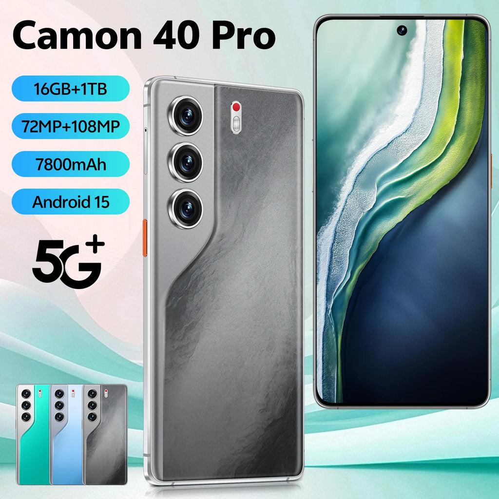 Camon 40 Pro 5G Smartphone, 16GB RAM, 1TB Storage - Black Tidesmit