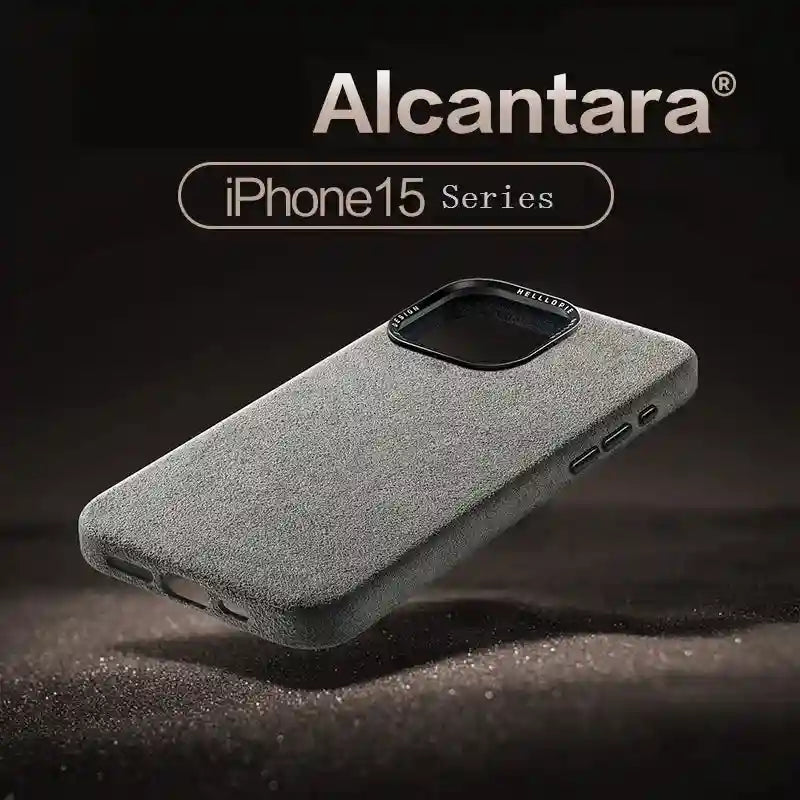 iPhone 15 Pro Max Alcantara Case - Dark Grey Shock-Absorbing Cover Tidesmit