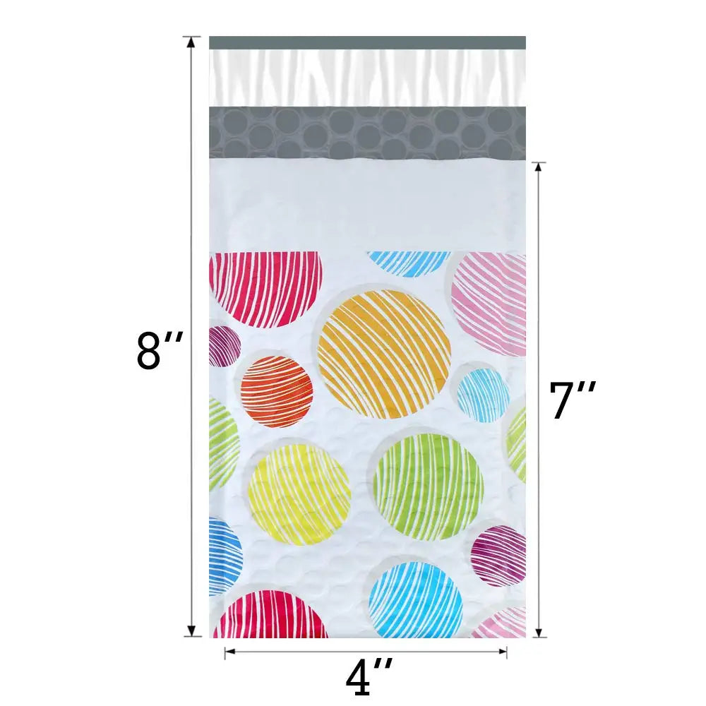 [Fast Delivery] 50PCS-4x8 Inches Colorful Ball  Poly Bubble Mailer 122x178mm Envelopes Bags Self Seal #000 Padded Envelopes