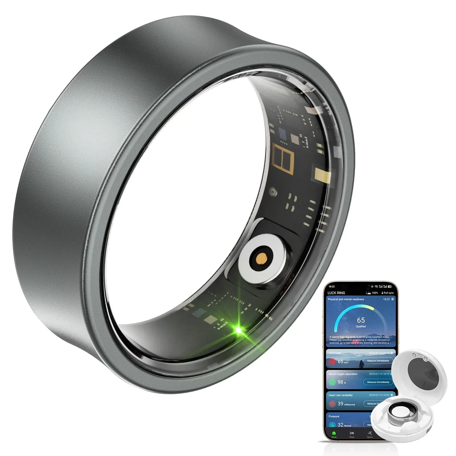 Smart Ring Fitness Tracker with Sleep & Heart Rate Monitoring Waterproof Activity Personalized Coaching Remote Control