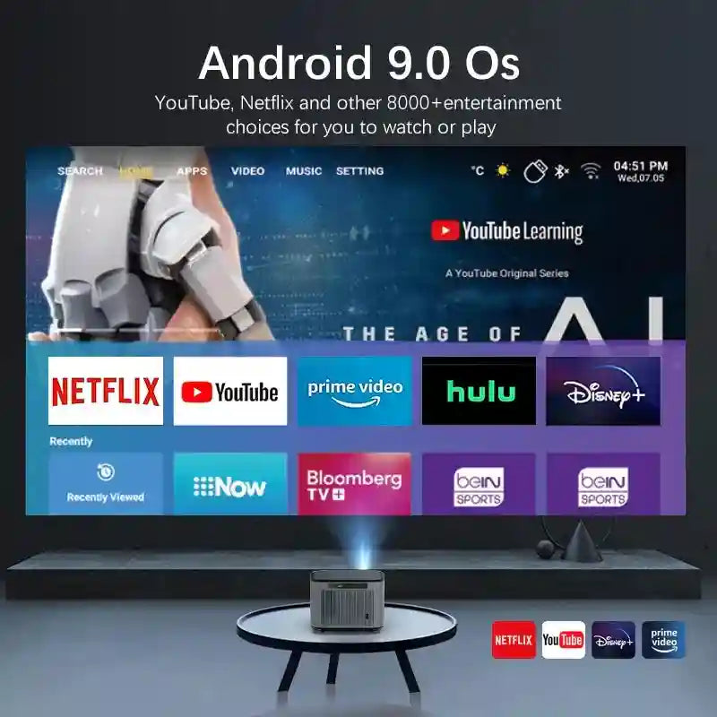 4K Android Portable Projector With 5G WiFi & Smart Home Integration Tidesmit