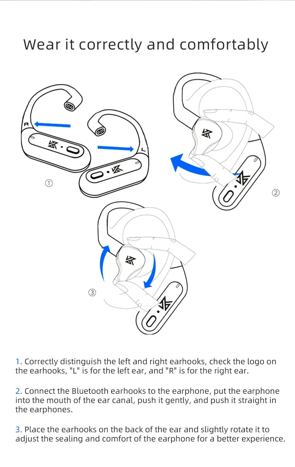Bluetooth Wireless Adapter for KZ IEM C Pin Ear Hooks - Tidesmit Tidesmit
