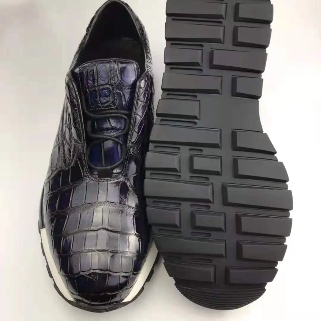 Popular Man Shoes Sneakers Quality Genuine Crocodile Leather Sport Shoes for Men Hot Selling Alligator Skin Party Shoes Men